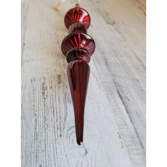 Long abstract red blown glass ornament Xmas - Picture 2 of 5